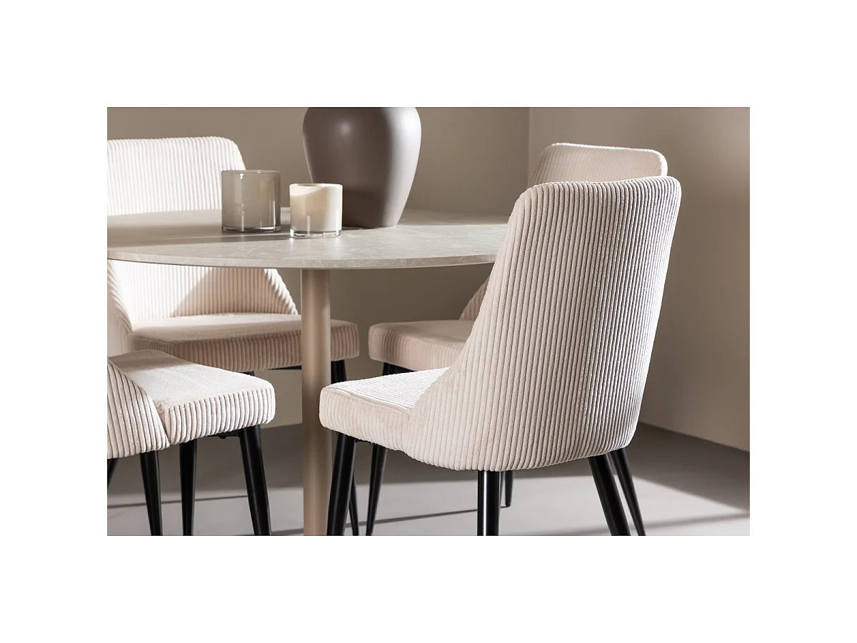 Ensemble Table à Manger & 4 Chaises "Lycke & Leone" 110cm Beige