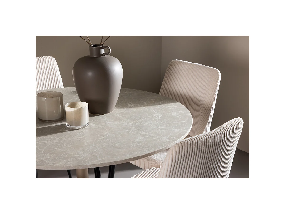 Ensemble Table à Manger & 4 Chaises "Lycke & Leone" 110cm Beige