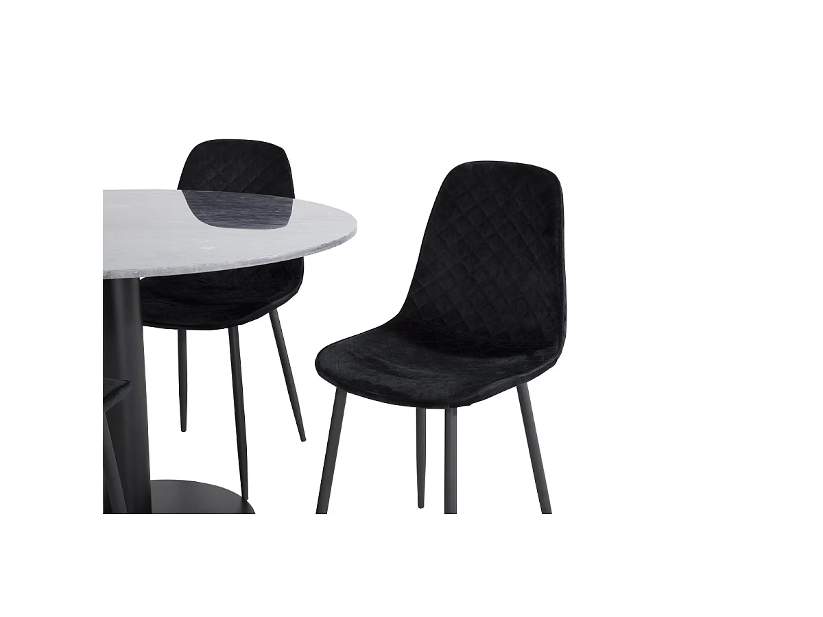 Ensemble Table à Manger & 4 Chaises Design "Estelle I & Polar" 106cm Gris Foncé & Noir
