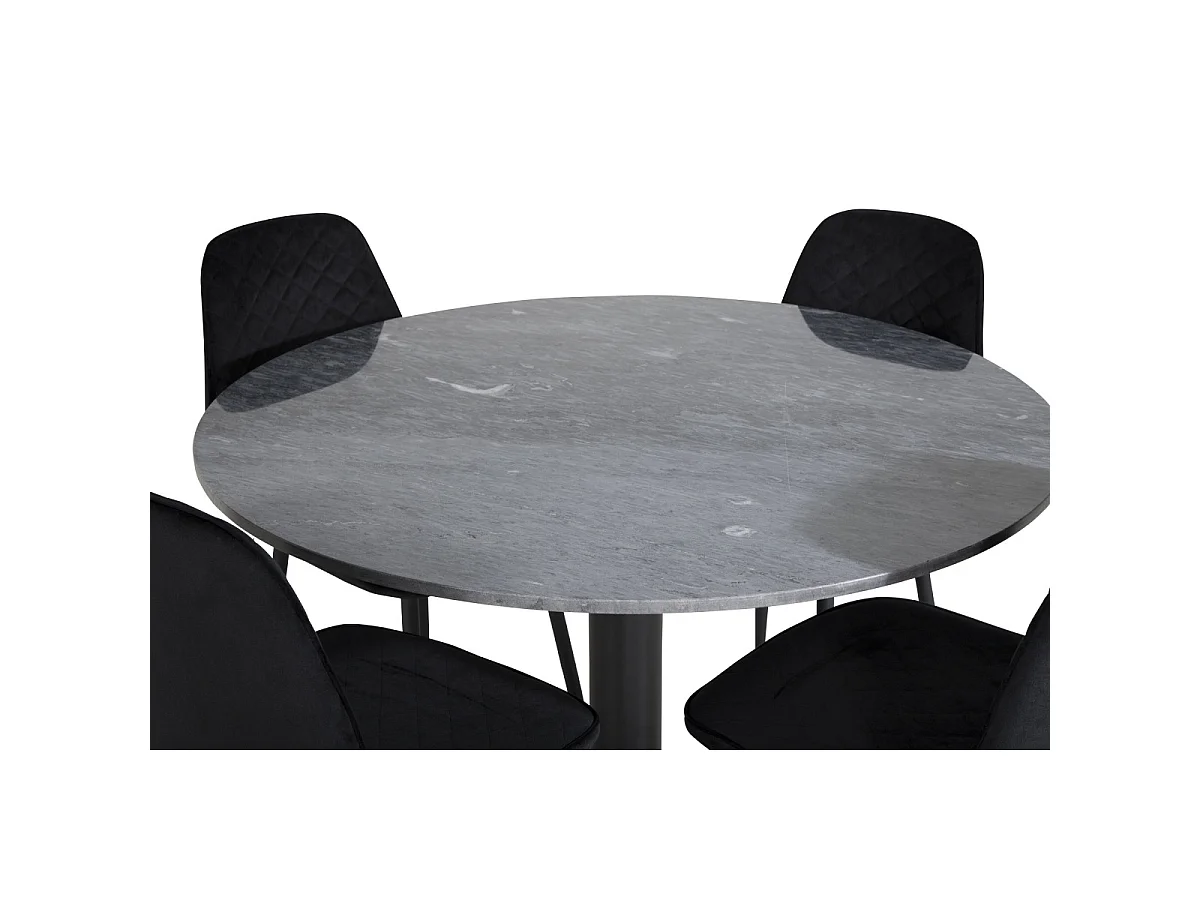 Ensemble Table à Manger & 4 Chaises Design "Estelle I & Polar" 106cm Gris Foncé & Noir