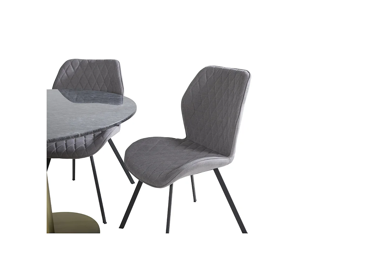 Ensemble Table à Manger & 4 Chaises "Estelle & Gemma" 106cm Gris Foncé & Gris