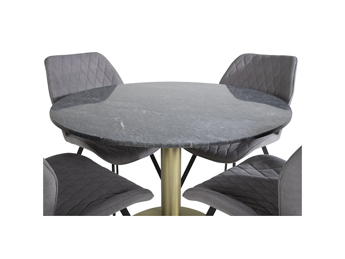Ensemble Table à Manger & 4 Chaises "Estelle & Gemma" 106cm Gris Foncé & Gris