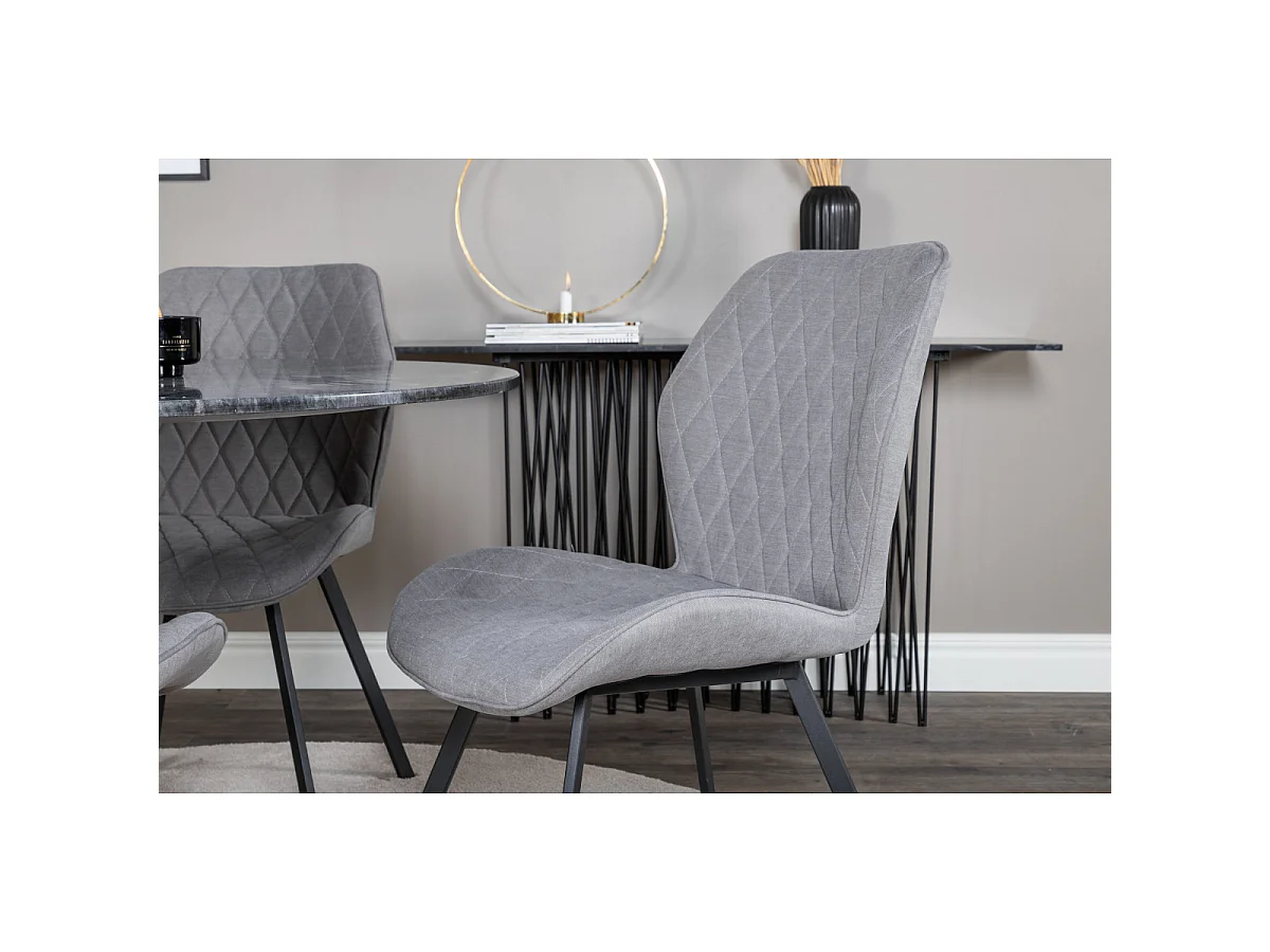 Ensemble Table à Manger & 4 Chaises "Estelle & Gemma" 106cm Gris Foncé & Gris