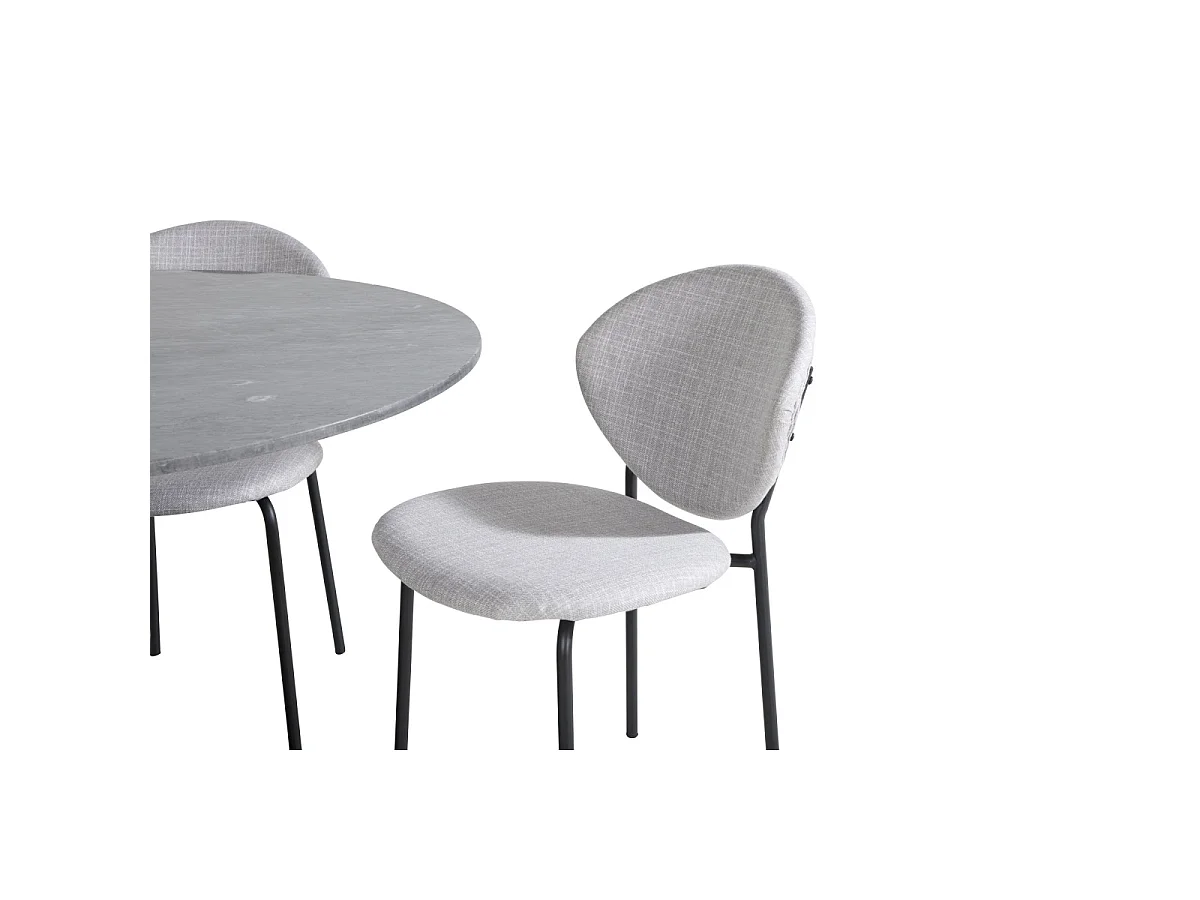 Ensemble Table à Manger & 4 Chaises "Estelle I & Vault" 106cm Gris Foncé & Gris