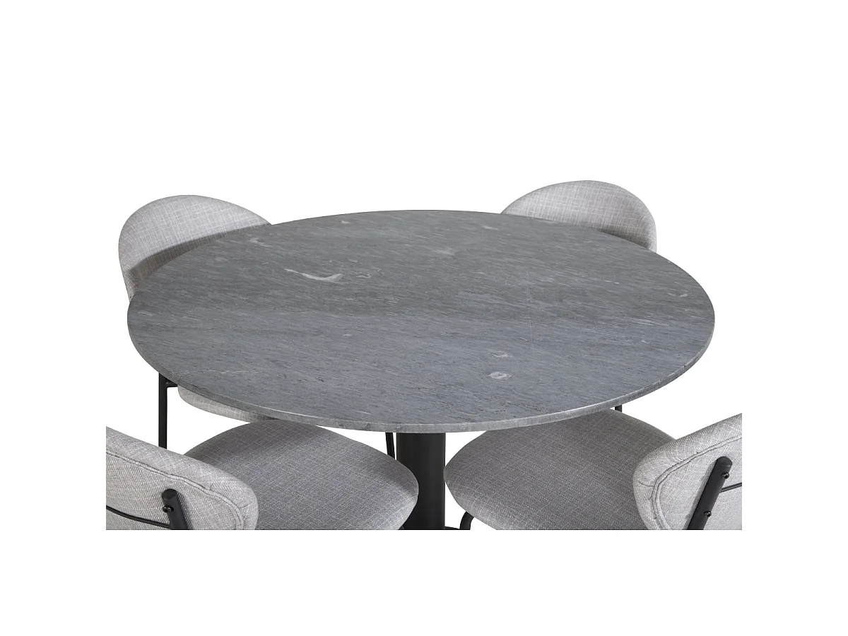 Ensemble Table à Manger & 4 Chaises "Estelle I & Vault" 106cm Gris Foncé & Gris