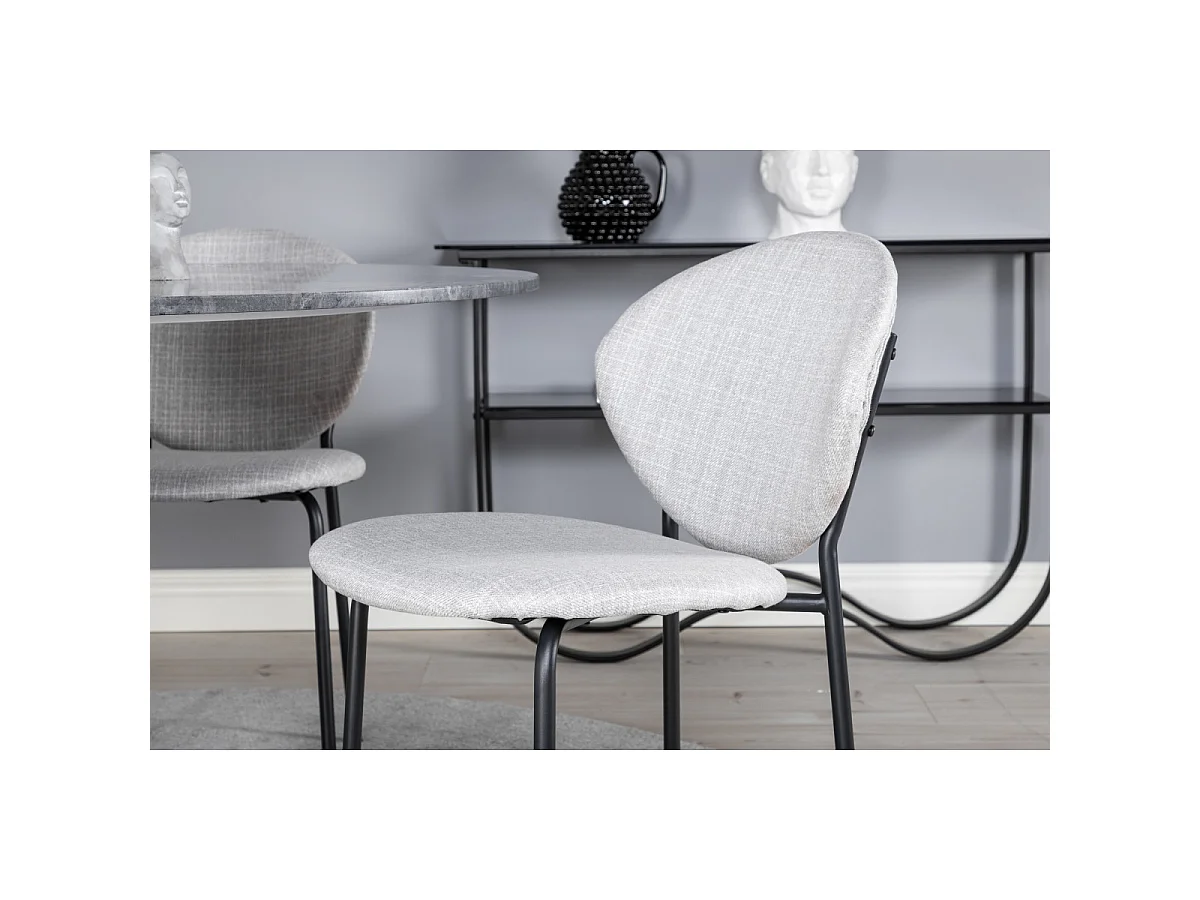 Ensemble Table à Manger & 4 Chaises "Estelle I & Vault" 106cm Gris Foncé & Gris
