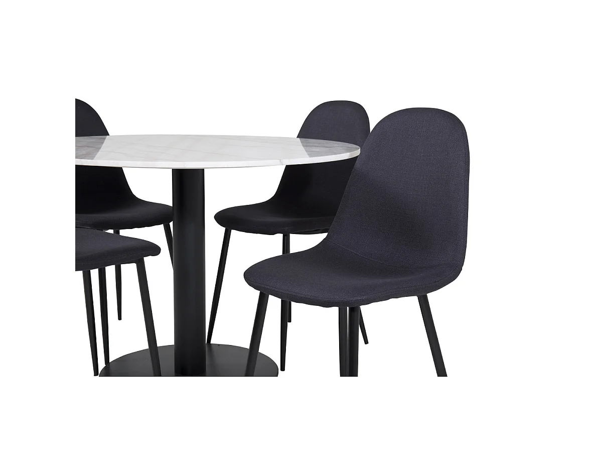 Ensemble Table à Manger & 4 Chaises "Estelle I & Polar" 106cm Blanc & Noir