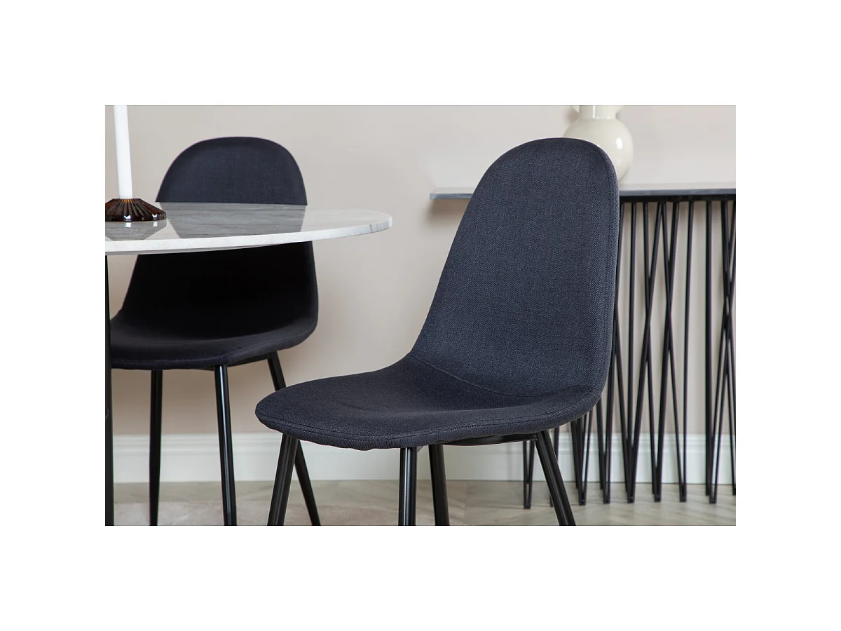 Ensemble Table à Manger & 4 Chaises "Estelle I & Polar" 106cm Blanc & Noir