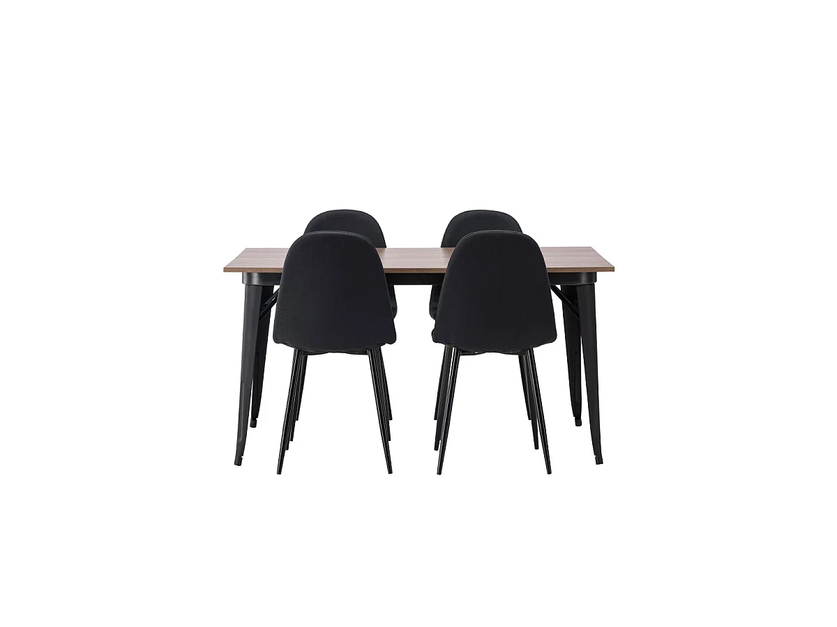 Ensemble Table à Manger & 4 Chaises "Tempe & Polar" 140cm Naturel & Noir