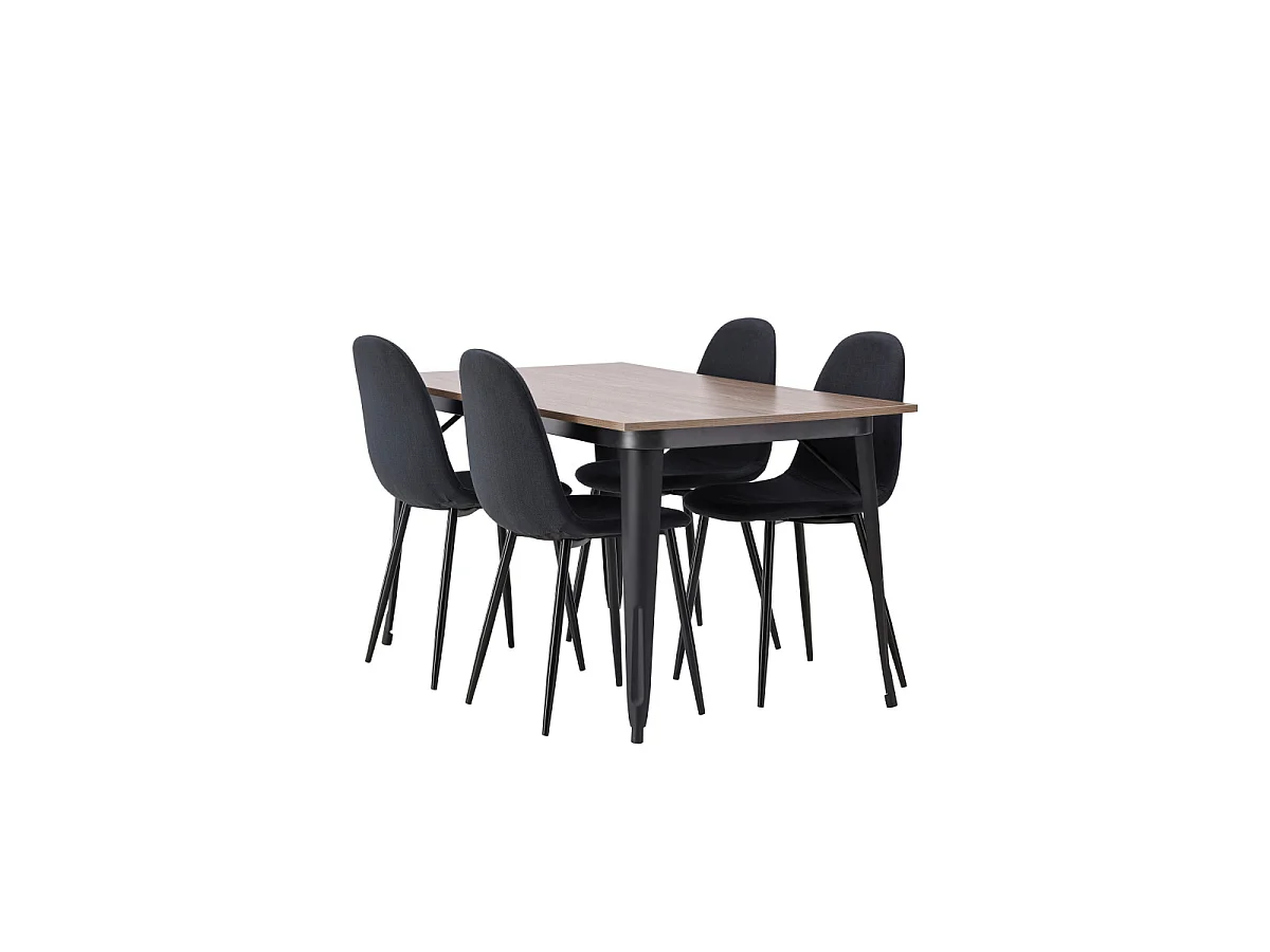 Ensemble Table à Manger & 4 Chaises "Tempe & Polar" 140cm Naturel & Noir
