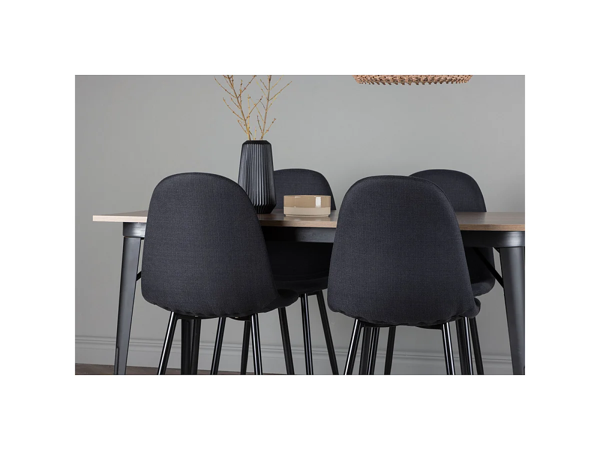 Ensemble Table à Manger & 4 Chaises "Tempe & Polar" 140cm Naturel & Noir
