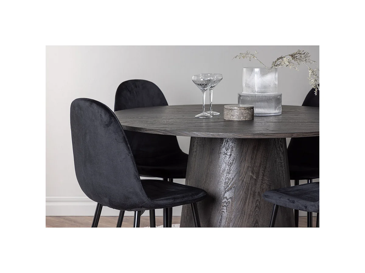 Ensemble Table à Manger & 4 Chaises "Lanzo & Polar" 120cm Moka & Noir