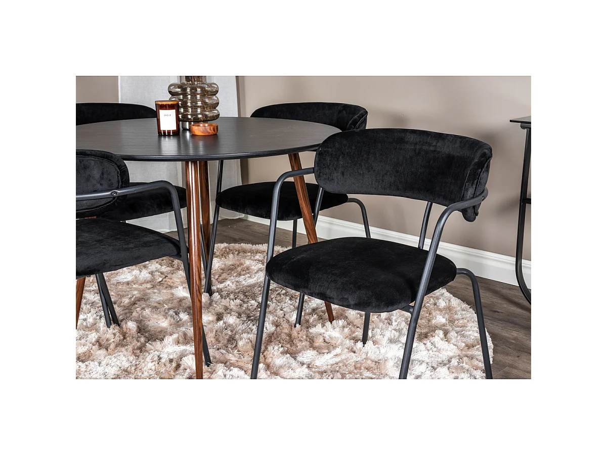 Ensemble Table à Manger & 4 Chaises "Plaza & Arrow" 100cm Noir