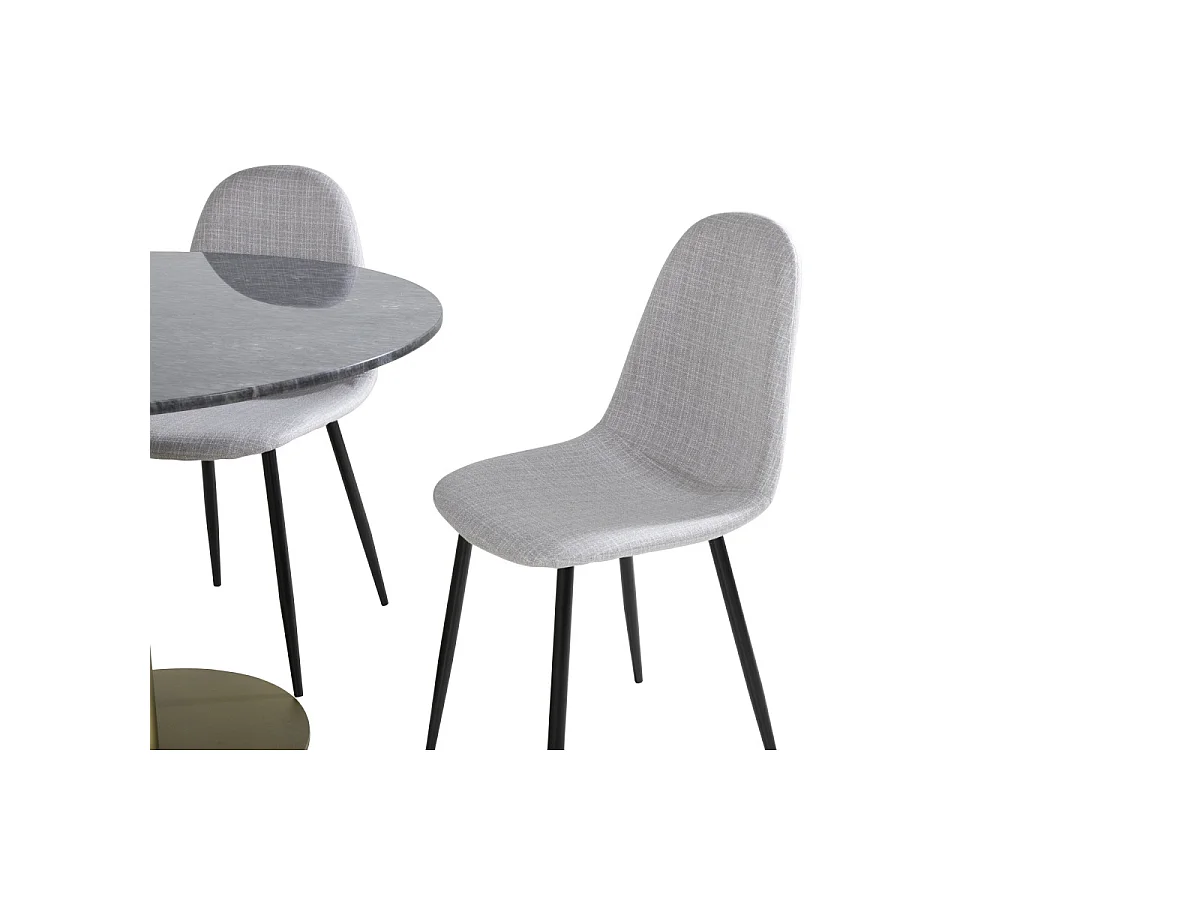 Ensemble Table à Manger & 4 Chaises "Estelle II & Polar I" 106cm Gris Foncé & Gris