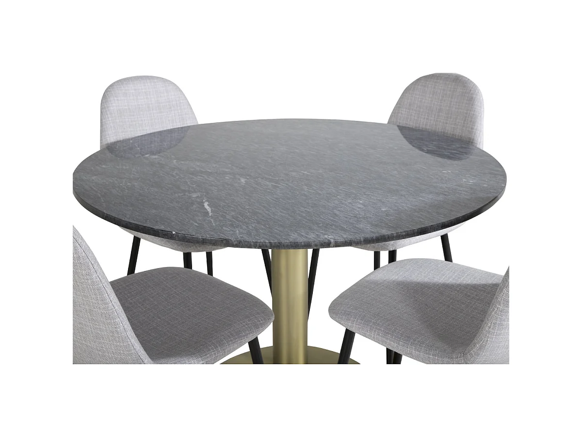 Ensemble Table à Manger & 4 Chaises "Estelle II & Polar I" 106cm Gris Foncé & Gris
