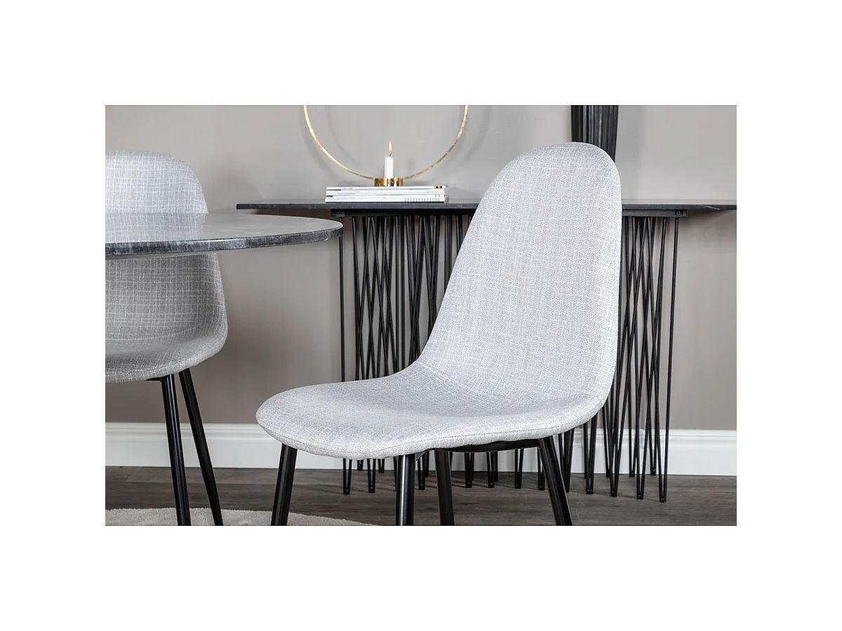 Ensemble Table à Manger & 4 Chaises "Estelle II & Polar I" 106cm Gris Foncé & Gris