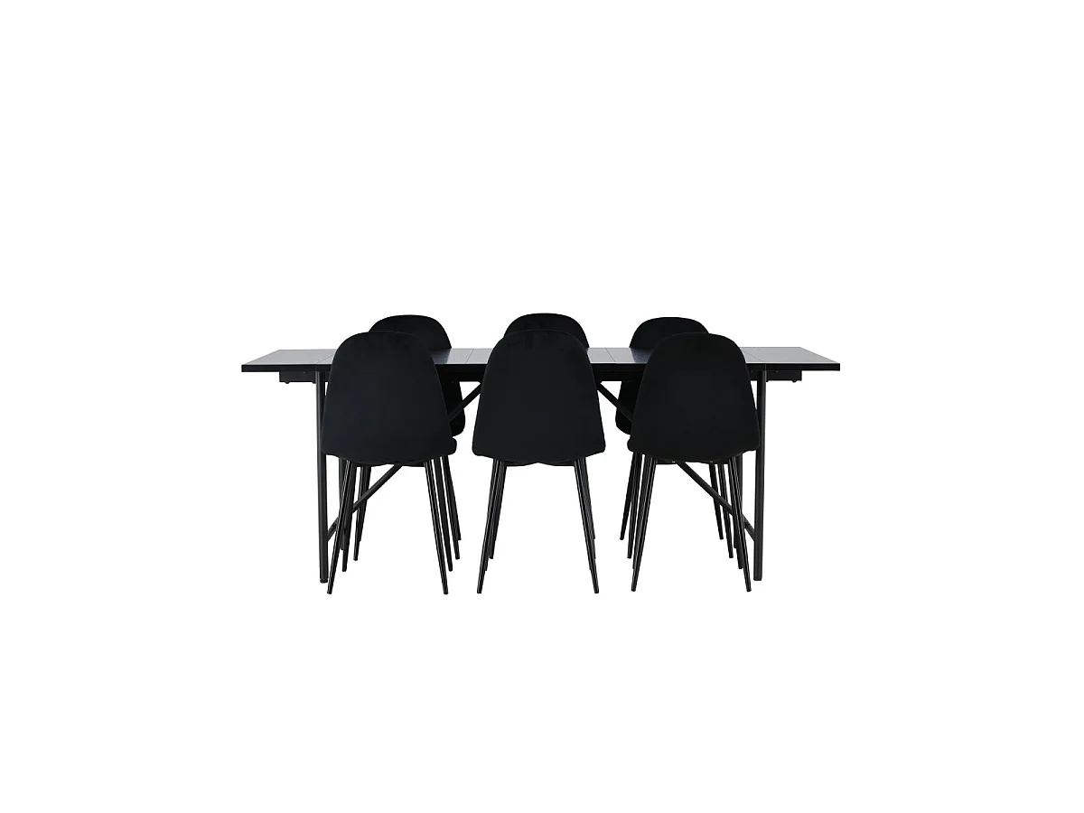 Ensemble Table à Manger & 6 Chaises "Astrid & Polar" 200cm Noir