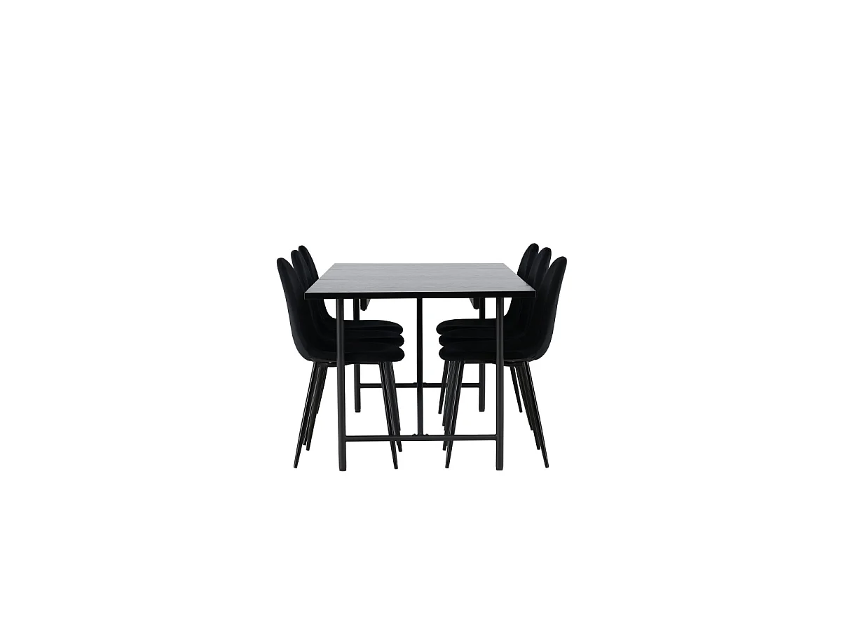 Ensemble Table à Manger & 6 Chaises "Astrid & Polar" 200cm Noir