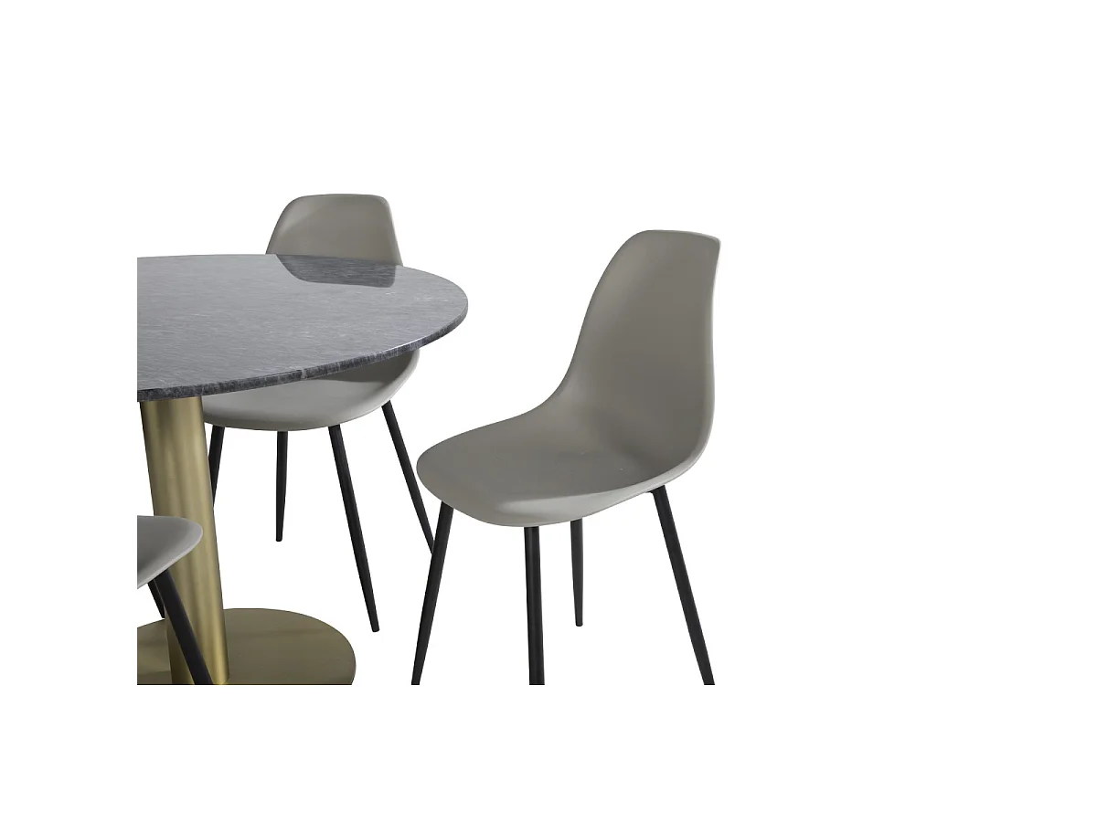Ensemble Table à Manger & 4 Chaises "Estelle & Polar" 106cm Gris Foncé & Gris