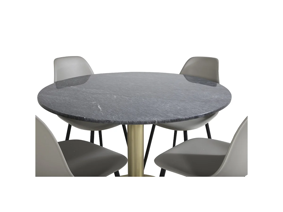 Ensemble Table à Manger & 4 Chaises "Estelle & Polar" 106cm Gris Foncé & Gris