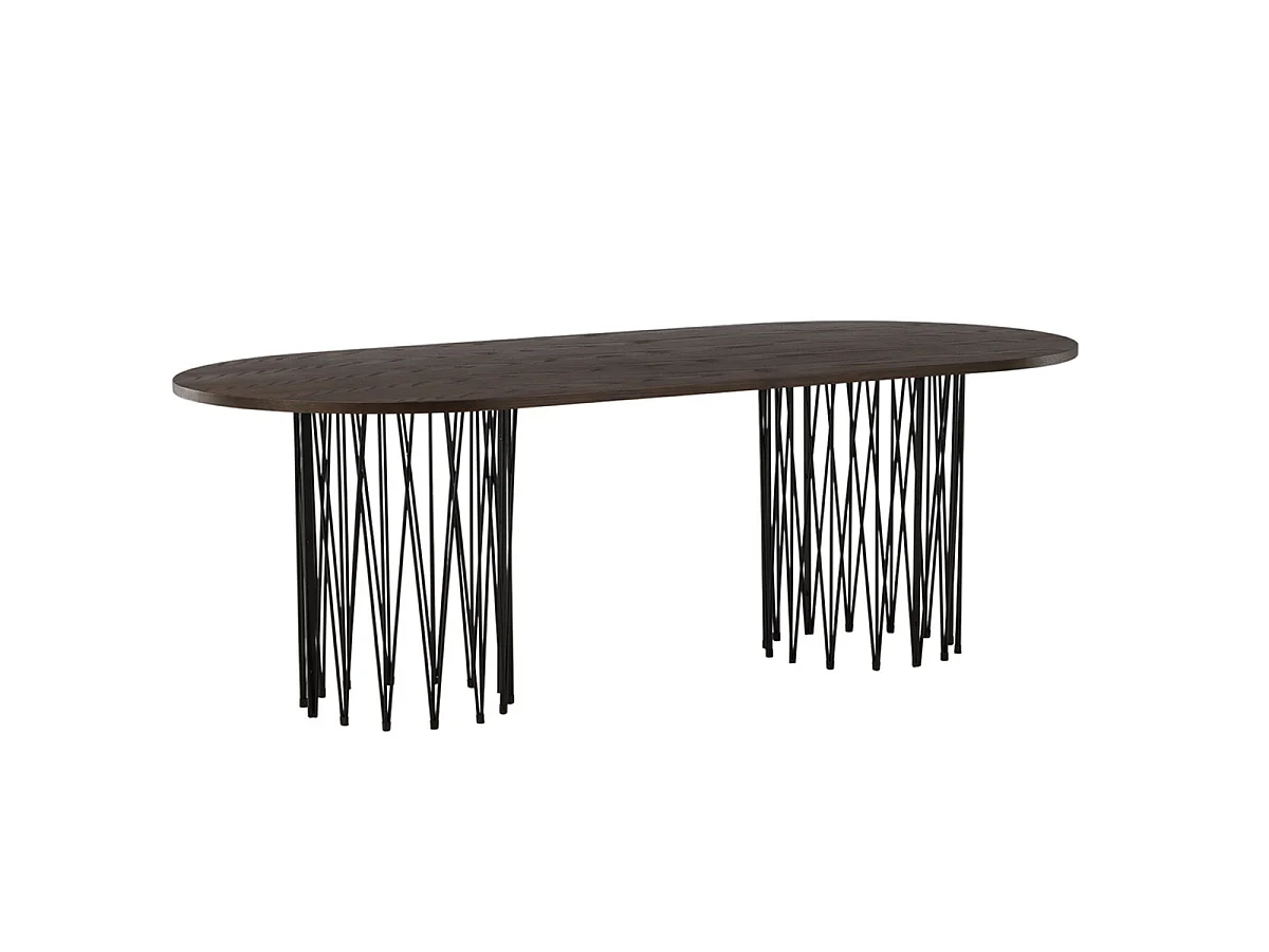 Ensemble Table à Manger & 6 Chaises "Stone & Berit" 220cm Brun & Beige