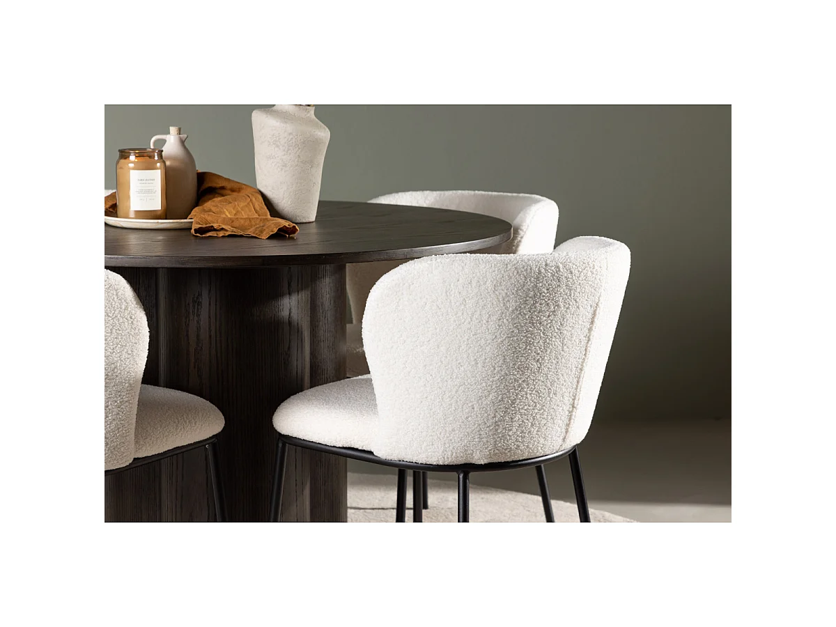 Ensemble Table à Manger & 4 Chaises "Olivia & Edina" 110cm Moka & Blanc