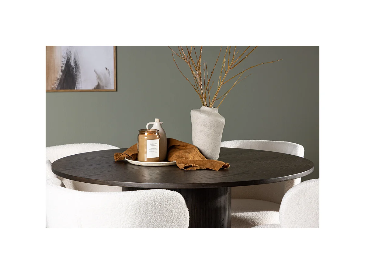 Ensemble Table à Manger & 4 Chaises "Olivia & Edina" 110cm Moka & Blanc