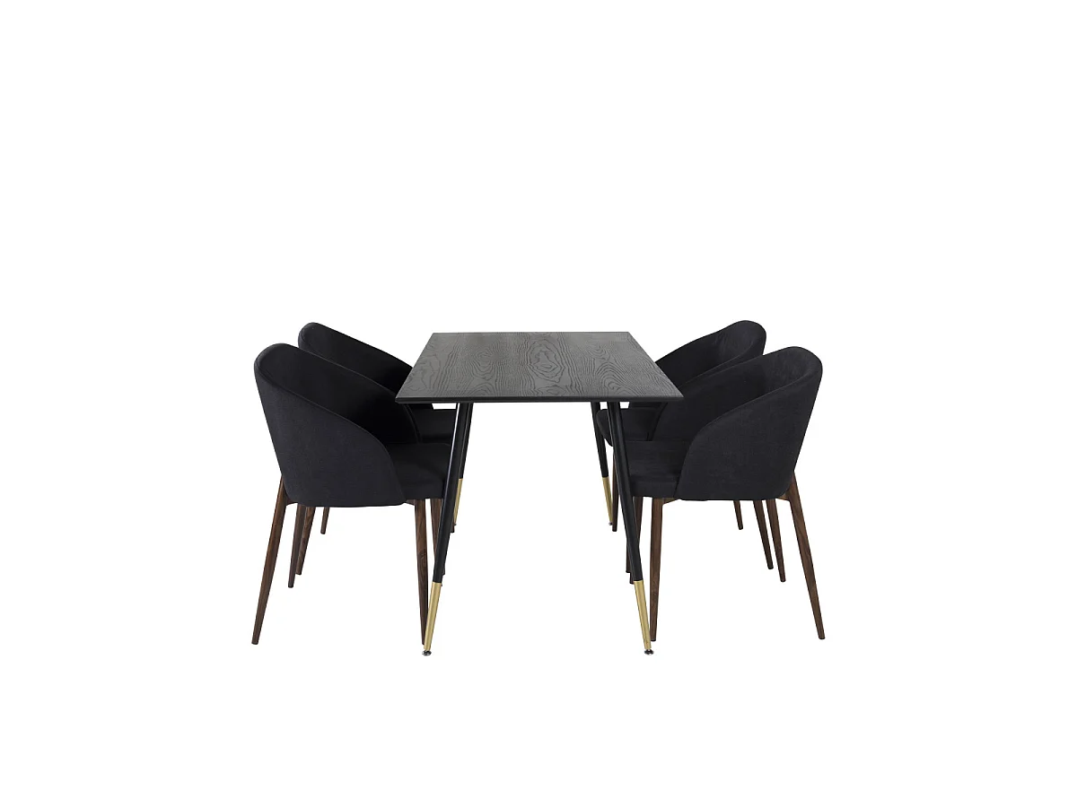 Ensemble Table à Manger & 4 Chaises "Dipp & Arch" 120cm Noir