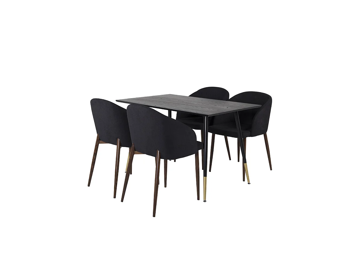 Ensemble Table à Manger & 4 Chaises "Dipp & Arch" 120cm Noir
