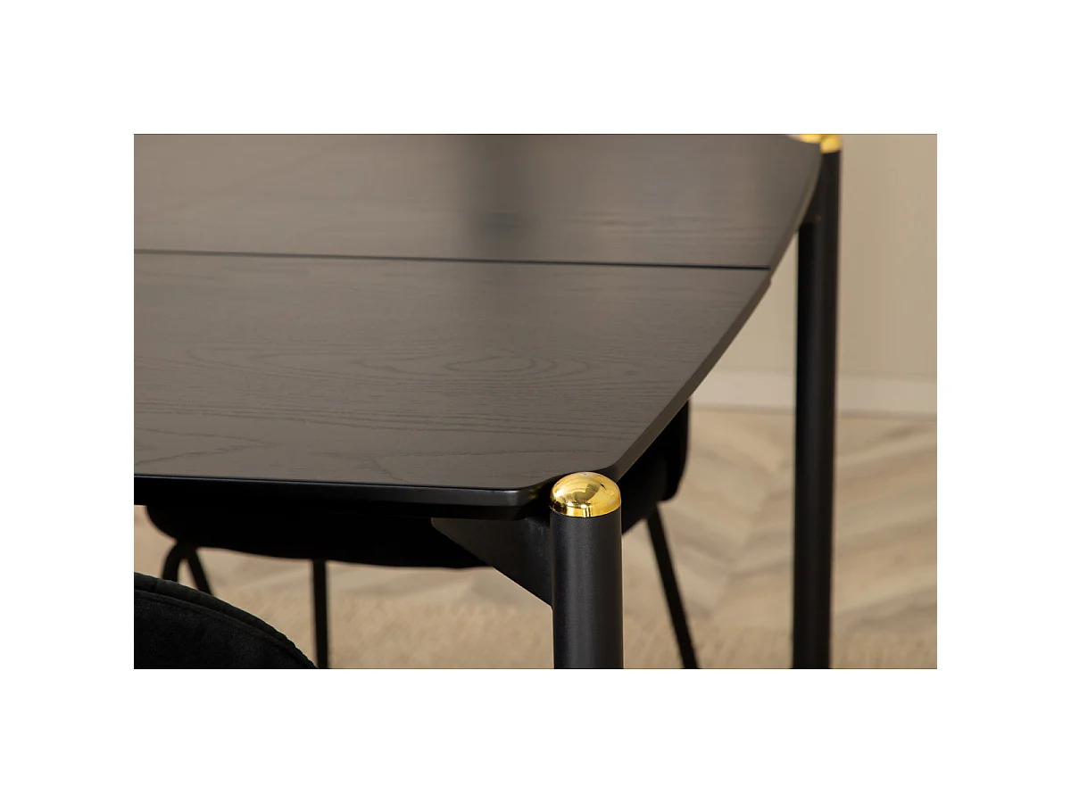 Ensemble Table à Manger & 6 Chaises "Pelle & Wrinkles" 190cm Noir