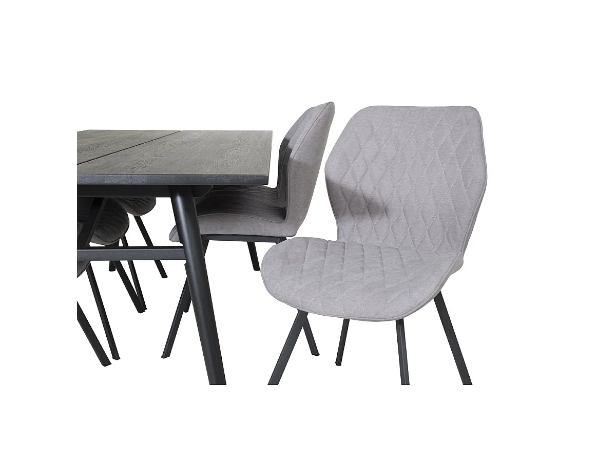 Ensemble Table à Manger Extensible & 6 Chaises "Sleek & Gemma" 195-280cm Noir & Gris