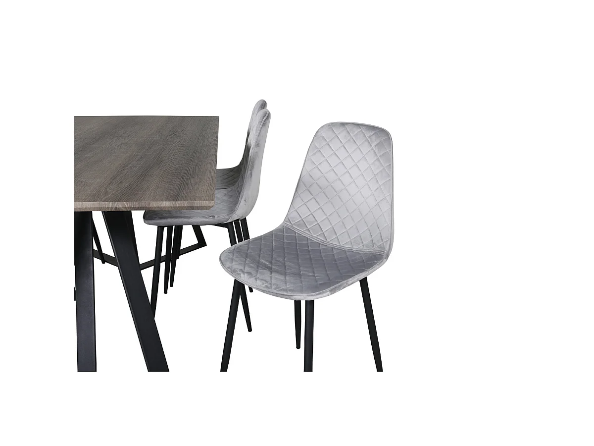 Ensemble Table à Manger & 6 Chaises Design "Marina & Polar" 180cm Naturel & Gris