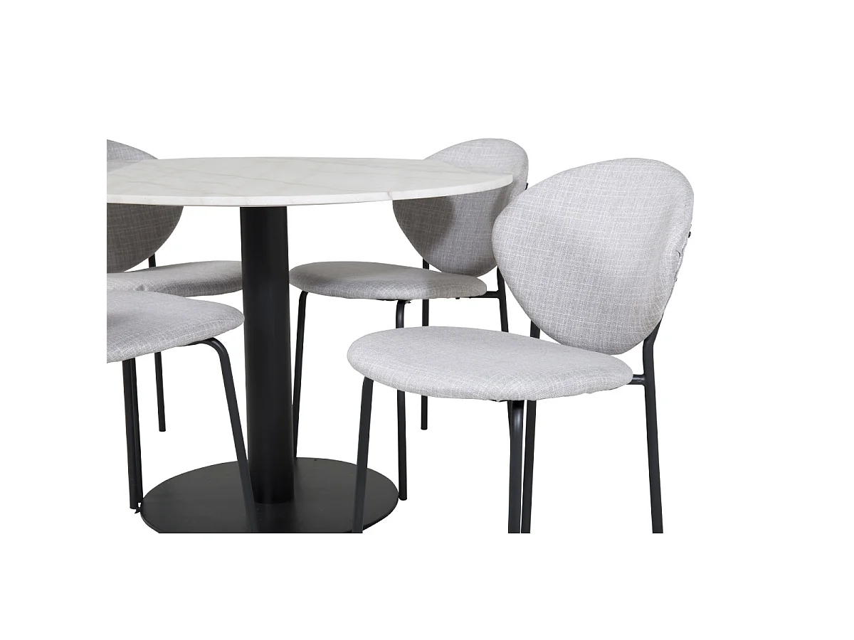 Ensemble Table à Manger & 4 Chaises "Estelle I & Vault" 106cm Blanc & Gris