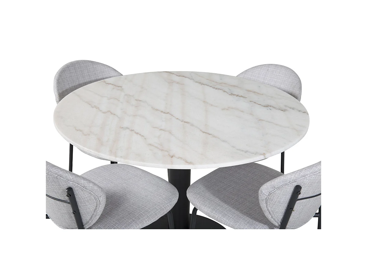 Ensemble Table à Manger & 4 Chaises "Estelle I & Vault" 106cm Blanc & Gris