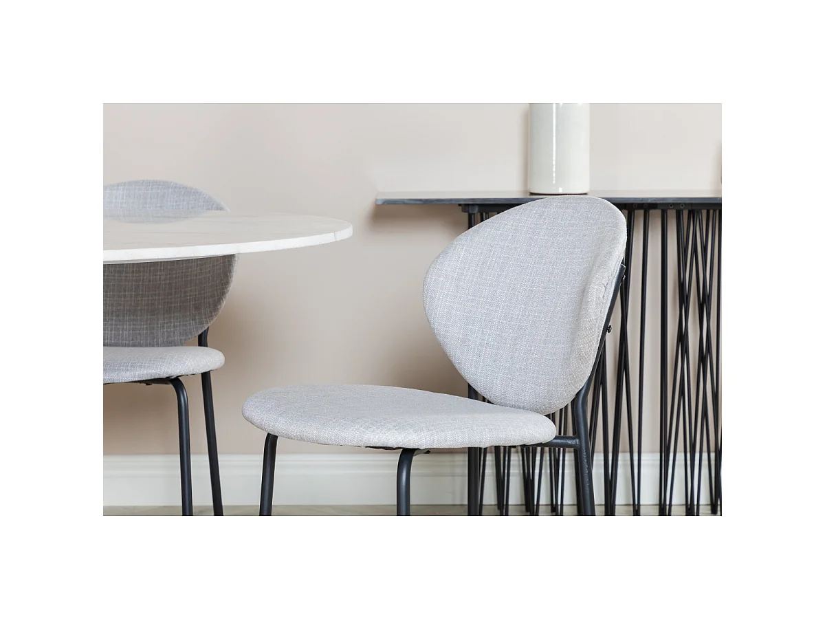 Ensemble Table à Manger & 4 Chaises "Estelle I & Vault" 106cm Blanc & Gris