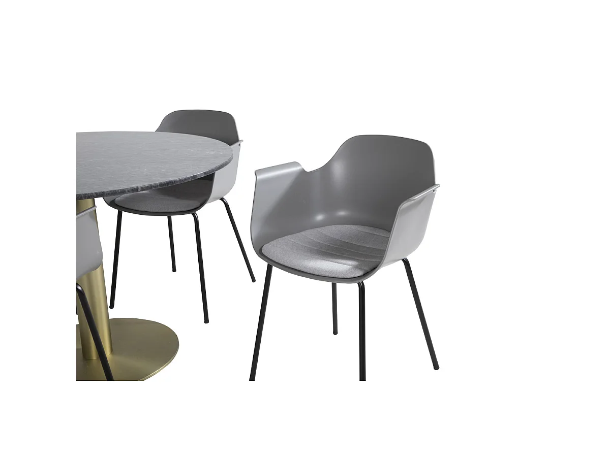 Ensemble Table à Manger & 4 Chaises "Estelle II & Comfort" 106cm Gris Foncé & Gris