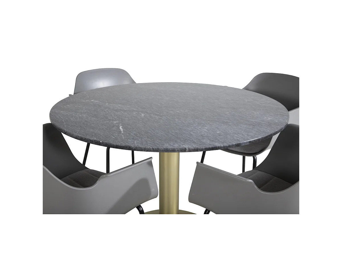 Ensemble Table à Manger & 4 Chaises "Estelle II & Comfort" 106cm Gris Foncé & Gris