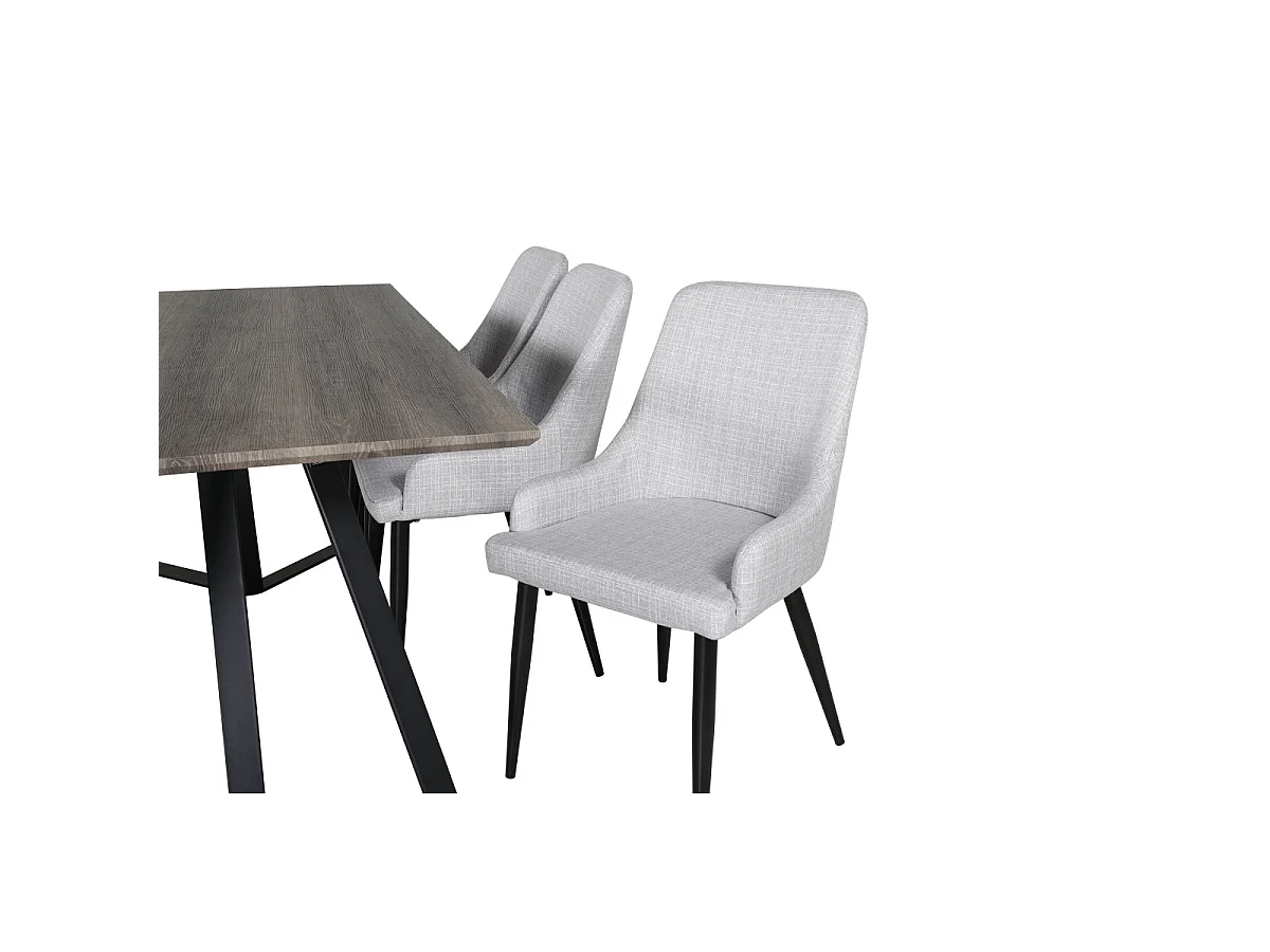 Ensemble Table à Manger & 6 Chaises "Marina & Plaza" 180cm Naturel & Gris