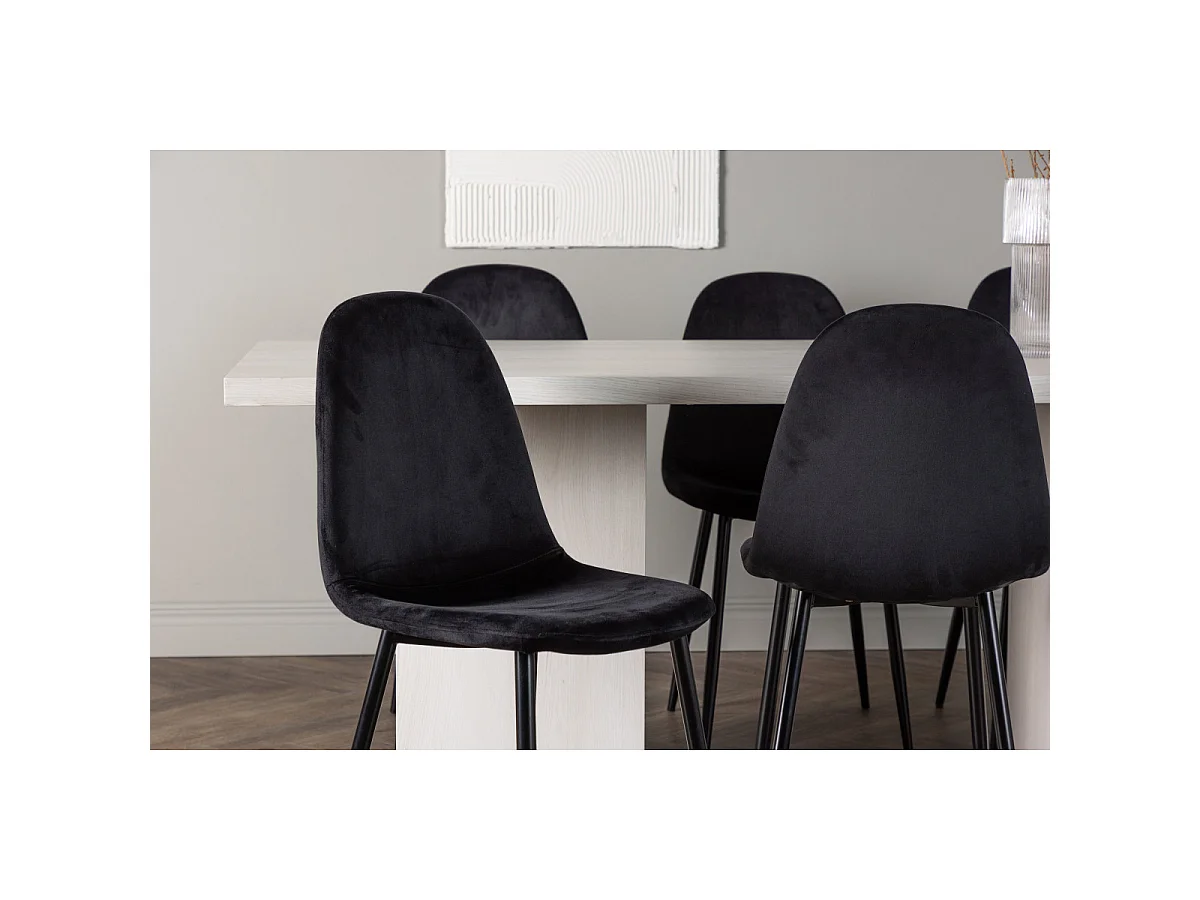 Ensemble Table à Manger & 6 Chaises "Olga & Polar" 200cm Naturel & Noir