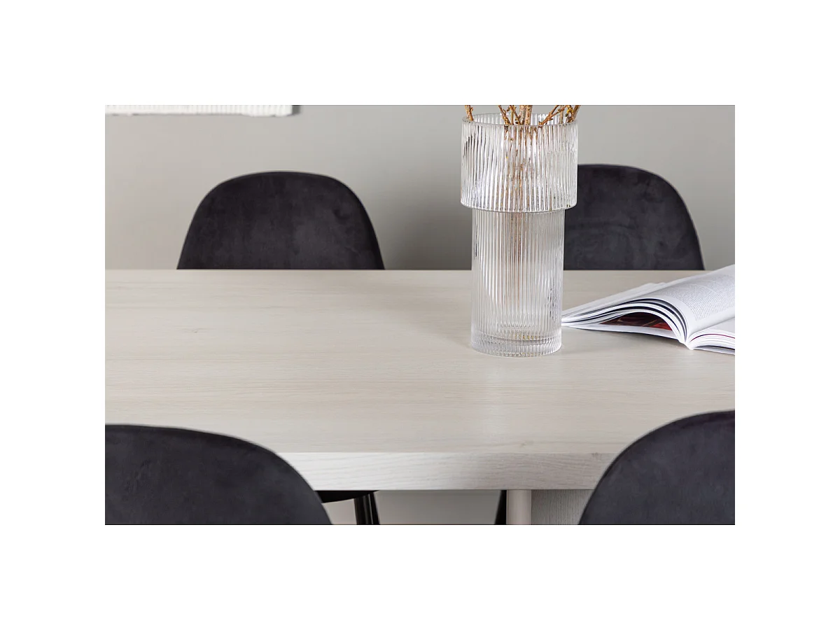 Ensemble Table à Manger & 6 Chaises "Olga & Polar" 200cm Naturel & Noir