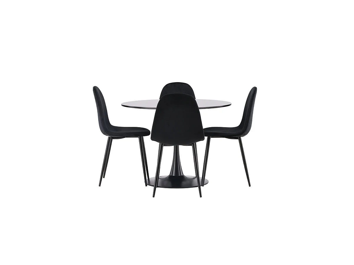 Ensemble Table à Manger & 4 Chaises "Glade & Polar" 100cm Noir
