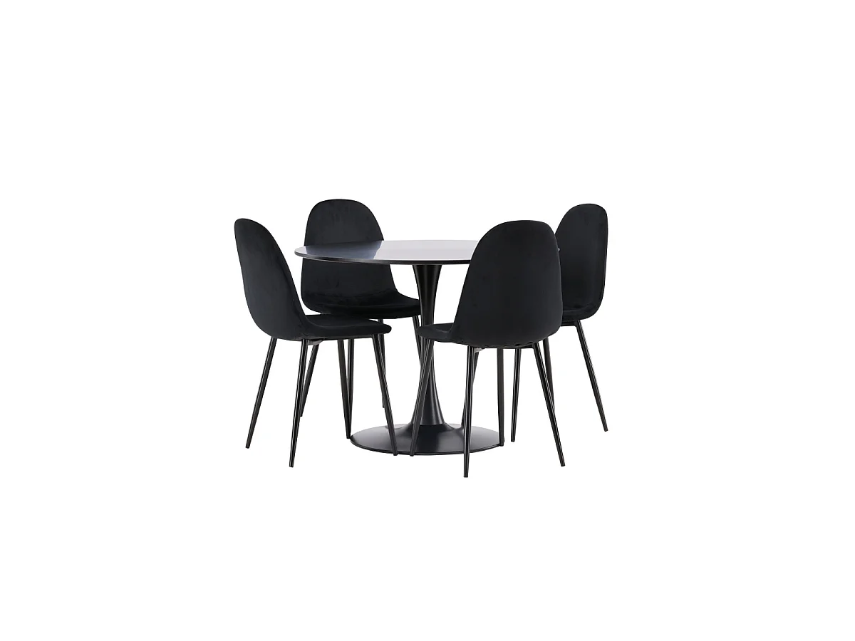 Ensemble Table à Manger & 4 Chaises "Glade & Polar" 100cm Noir