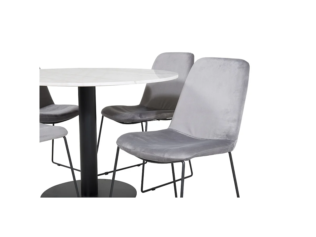 Ensemble Table à Manger & 4 Chaises "Estelle & Muce" 106cm Blanc & Gris