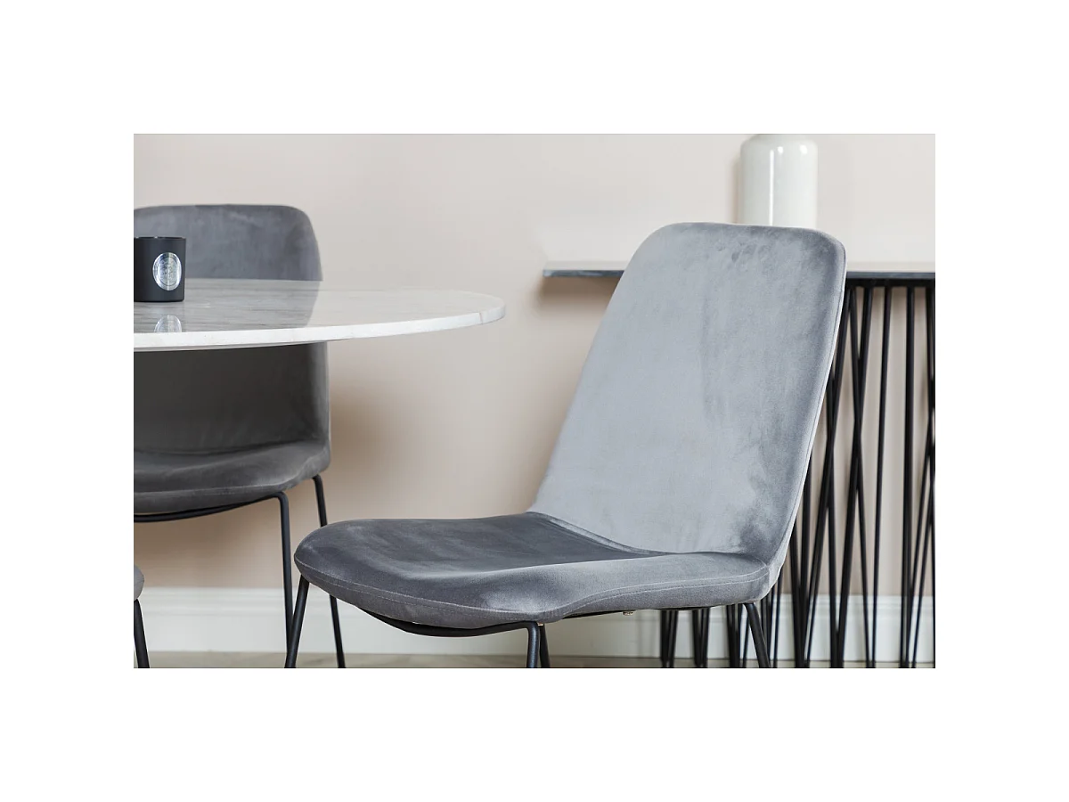 Ensemble Table à Manger & 4 Chaises "Estelle & Muce" 106cm Blanc & Gris