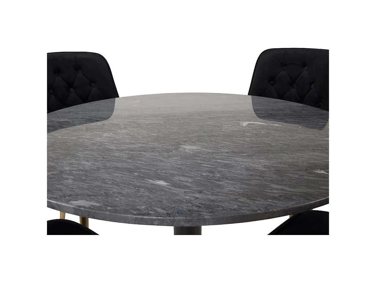 Ensemble Table à Manger & 4 Chaises "Estelle I & Deluxe II" 106cm Gris Foncé & Noir