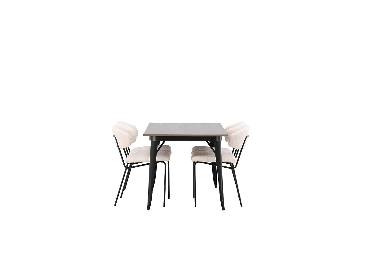 Ensemble Table à Manger & 4 Chaises "Tempe & Chico" 140cm Naturel & Blanc