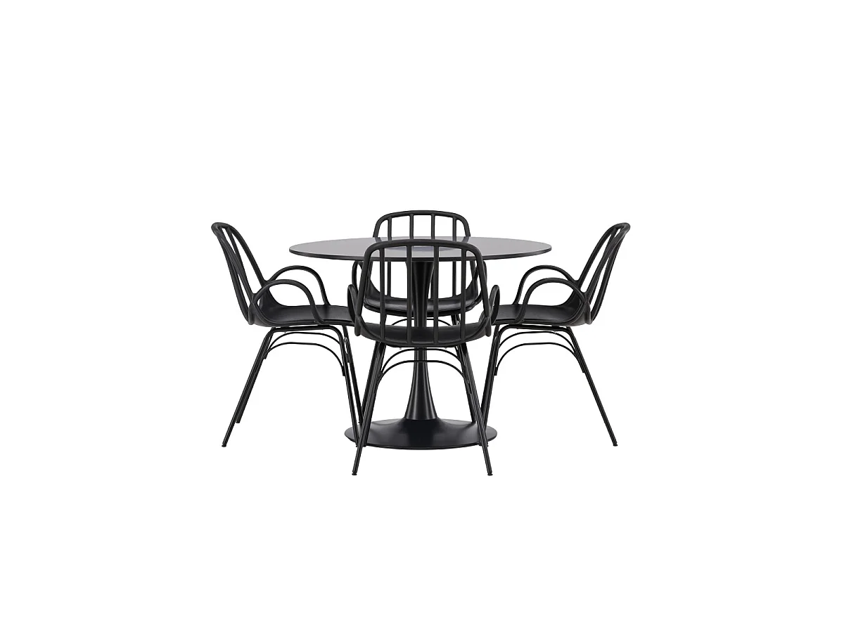 Ensemble Table à Manger & 4 Chaises "Glade & Dyron" 100cm Noir