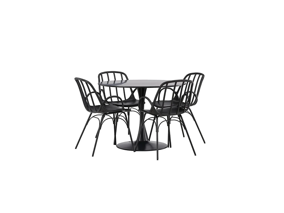 Ensemble Table à Manger & 4 Chaises "Glade & Dyron" 100cm Noir