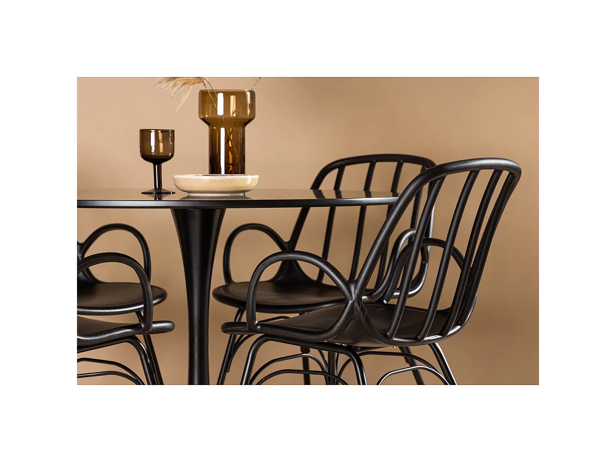 Ensemble Table à Manger & 4 Chaises "Glade & Dyron" 100cm Noir