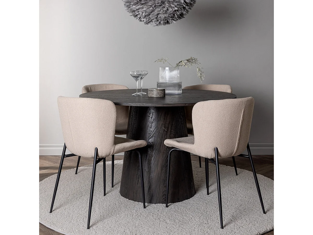 Ensemble Table à Manger & 4 Chaises "Lanzo & Modesto" 120cm Beige & Moka